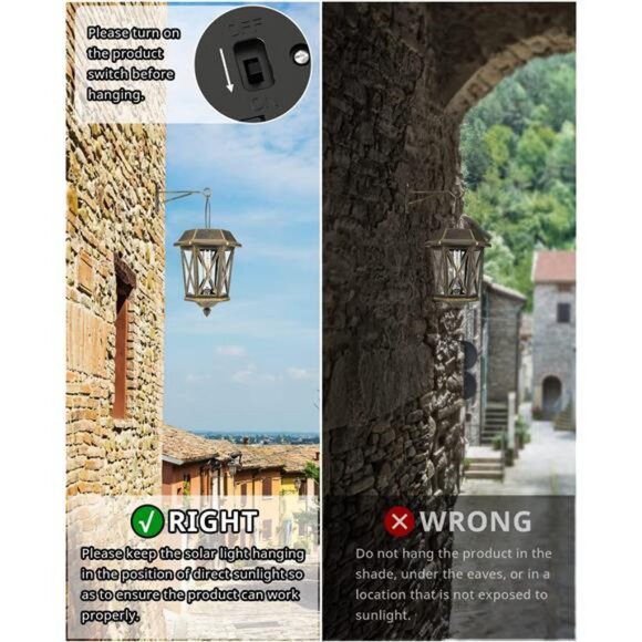 2 Pack Solar Lantern Outdoor Hanging Lights Waterproof Metal Solar Outdoor Light - Picture 2 of 8